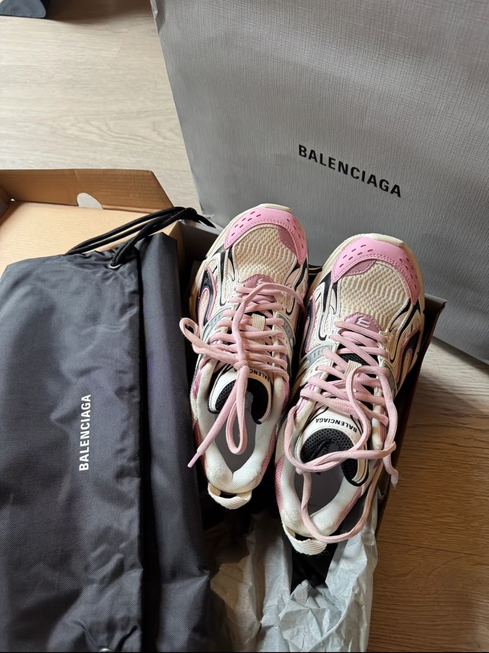 Balenciaga  X‑Pander Pink, White & Black Women's Sneakers｜Size 6